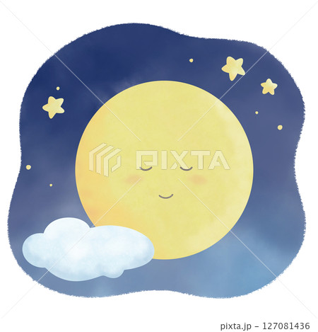 夜空と微笑む満月 127081436