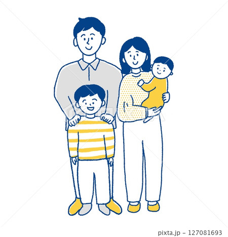 仲良し4人家族のイラスト 仲良し4人家族のイラスト 127081693