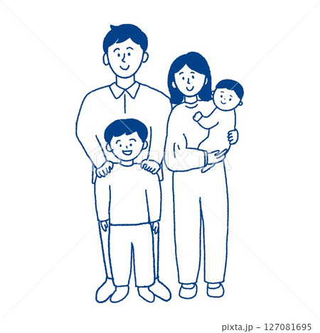 仲良し4人家族のイラスト 仲良し4人家族のイラスト 127081695