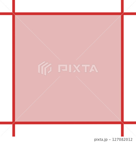 赤塗りの囲み枠・交差ライン付きフレーム素材（メッセージ枠・背景付きPNG） 127082012