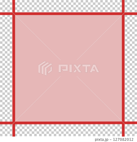 赤塗りの囲み枠・交差ライン付きフレーム素材（メッセージ枠・背景付きPNG） 127082012