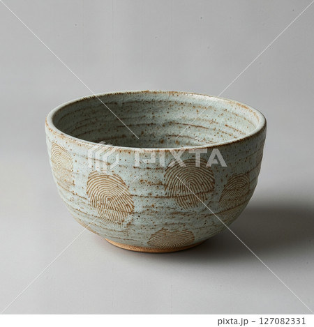 Handcrafted Ceramic Bowl with Unique Fingerprint Pattern, Rustic Pottery Art, Artisan Stoneware Tableware, Minimalist Home Decor 127082331