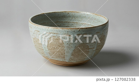 Handcrafted Ceramic Bowl with Unique Fingerprint Pattern, Rustic Pottery Art, Artisan Stoneware Tableware, Minimalist Home Decor 127082338