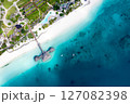 The beautiful tropical Island of Zanzibar aerial view. sea in Zanzibar beach, Tanzania. 127082398
