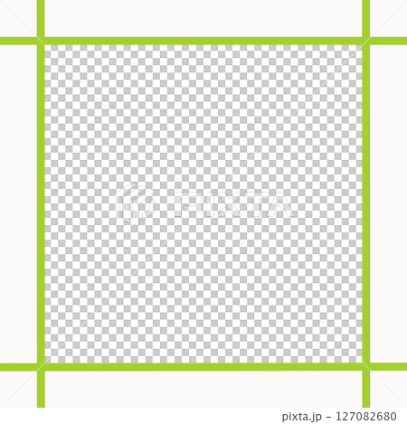 白背景と黄緑ラインのシンプル囲み枠・中央透過フレーム素材（メッセージ枠・PNG） 127082680