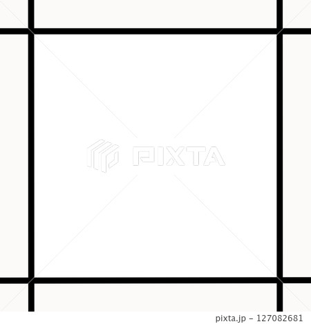 白背景と黒ラインのシンプル囲み枠・中央透過フレーム素材（メッセージ枠・PNG） 127082681