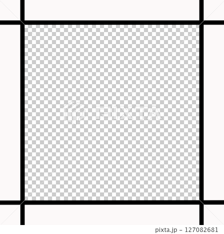 白背景と黒ラインのシンプル囲み枠・中央透過フレーム素材（メッセージ枠・PNG） 127082681