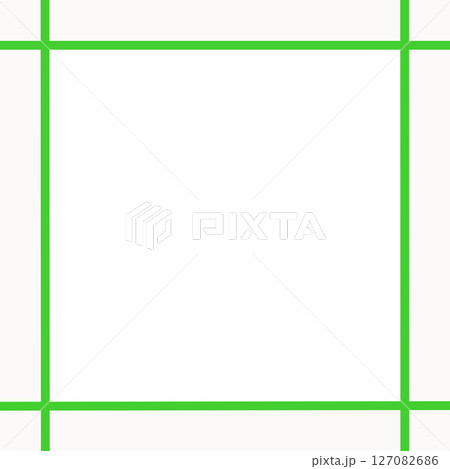 白背景と緑ラインのシンプル囲み枠・中央透過フレーム素材（メッセージ枠・PNG） 127082686