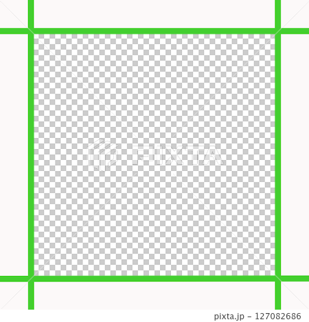 白背景と緑ラインのシンプル囲み枠・中央透過フレーム素材（メッセージ枠・PNG） 127082686
