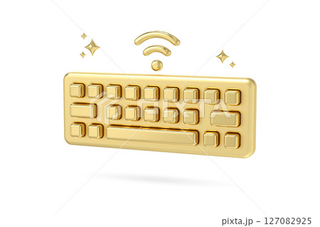 Golden Keyboard Wireless Connection, 3d rendering Golden Keyboard Wireless Connection, 3d rendering 127082925