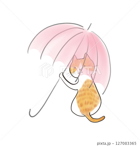 傘を持ってきてくれた猫 - 鴇色の傘 5 127083365