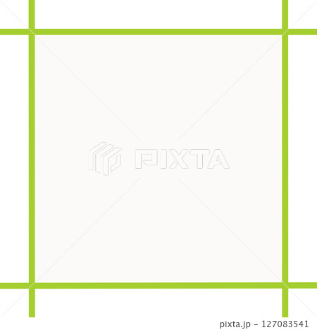 白塗り背景と黄緑交差ラインの囲み枠・シンプルフレーム素材（メッセージ枠・PNG） 127083541