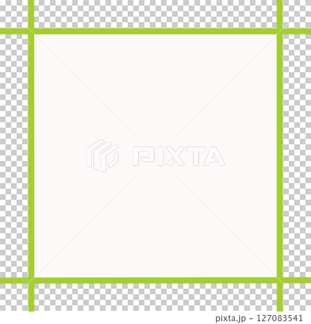 白塗り背景と黄緑交差ラインの囲み枠・シンプルフレーム素材（メッセージ枠・PNG） 127083541