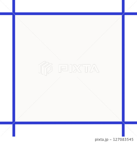 白塗り背景と青交差ラインの囲み枠・シンプルフレーム素材（メッセージ枠・PNG） 127083545