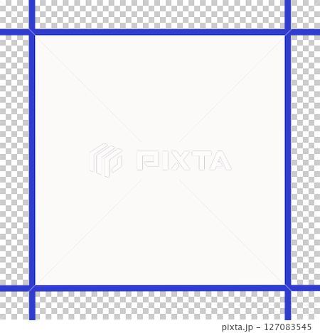 白塗り背景と青交差ラインの囲み枠・シンプルフレーム素材（メッセージ枠・PNG） 127083545