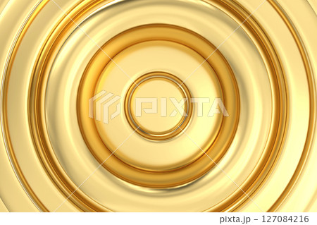 Golden Rings, captivating showcasing concentric golden rings, elegantly crafted to draw the viewer eye into harmonious display of intricate design, 3d rendering 127084216