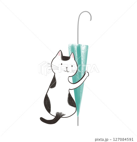 傘を持ってきてくれた猫 - 青竹色の傘 6 127084591