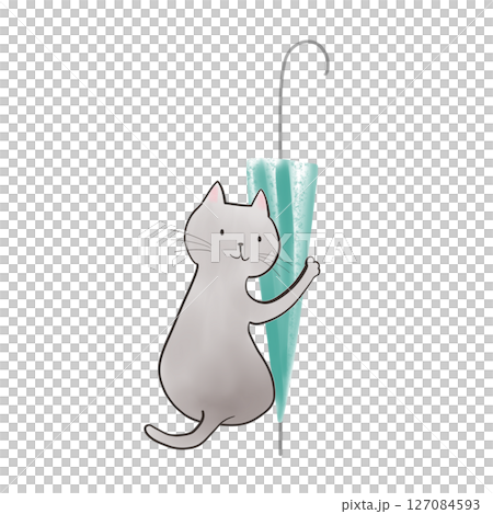 The cat who brought me an umbrella - Blue bamboo umbrella 8 The cat who brought me an umbrella - Blue bamboo umbrella 8 127084593