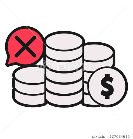 Rejected coin stack icon Rejected coin stack icon 127084616