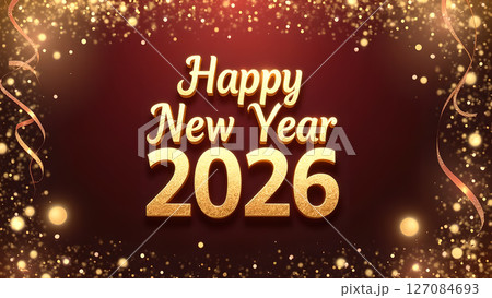 Elegant Happy New Year 2026 Celebration Background with Golden Sparkles Elegant Happy New Year 2026 Celebration Background with Golden Sparkles 127084693