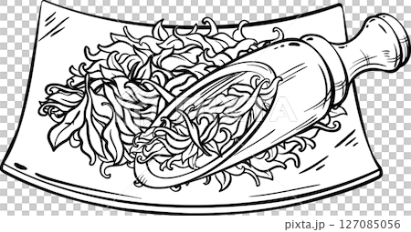 Dry Tea Isolated Outline Illustration Dry Tea Isolated Outline Illustration 127085056