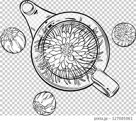 Flowering Tea isolated Outline  Illustration 127085061