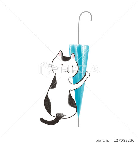 傘を持ってきてくれた猫 - 浅葱色の傘 6 127085236