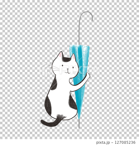 The cat who brought me an umbrella - Light blue umbrella 6 127085236