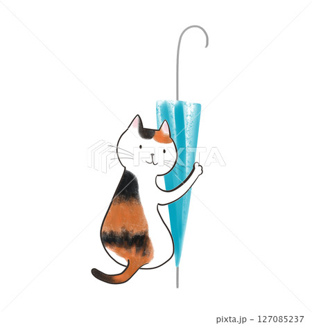 傘を持ってきてくれた猫 - 浅葱色の傘 7 127085237
