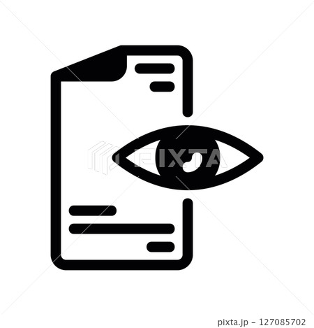 Document Review Icon with Eye Symbol for Scrutiny 127085702