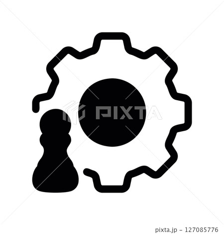 Chess Pawn and Gear Icon for Strategy Development 127085776