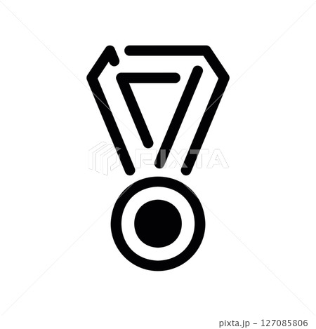 Line Art Graphic of a Circular Award Hanging from a Neck Ribbon 127085806