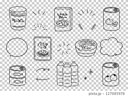 A set of illustrations depicting simple preserved foods A set of illustrations depicting simple preserved foods 127085976