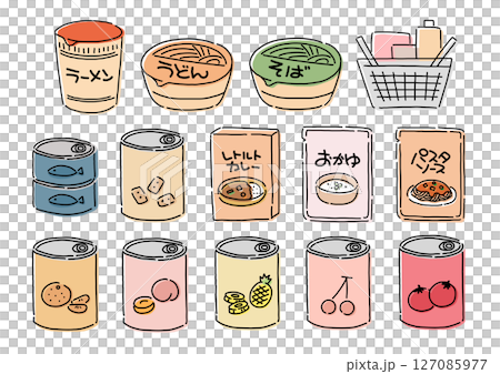 シンプルな保存食をイメージしたイラスト素材セット 127085977
