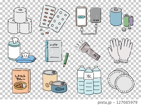 簡單防災用品插畫集 簡單防災用品插畫集 127085979
