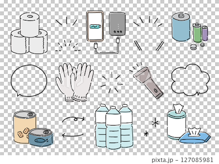 簡單防災用品插畫集 127085981