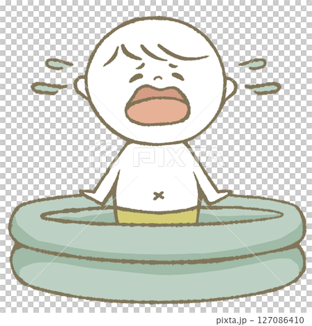 Child in the pool crying 127086410
