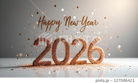 Aspirational 2026 new year greeting with glittering design elements and elegant typography Aspirational 2026 new year greeting with glittering design elements and elegant typography 127086421