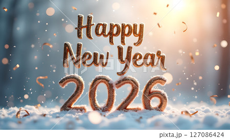Glittering Wishes: A Golden 2026 New Year Celebration in Winter Snow Glittering Wishes: A Golden 2026 New Year Celebration in Winter Snow 127086424