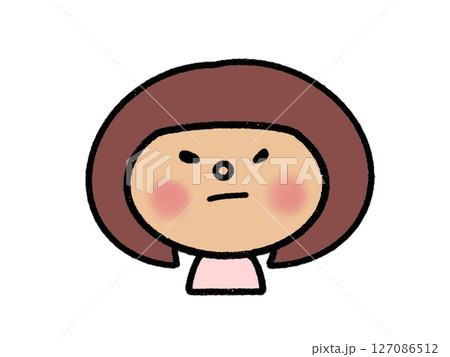 おこった表情をしているおかっぱ頭の女の子 おこった表情をしているおかっぱ頭の女の子 127086512