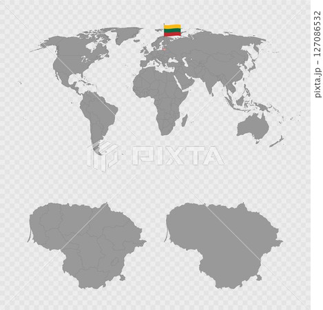 Lithuania Map Set with World Location. Lithuania Map Set with World Location. 127086532