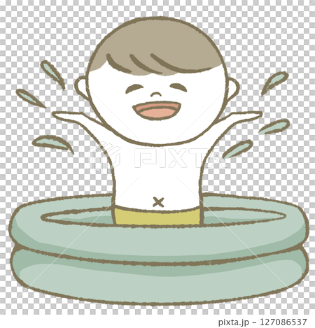 孩子在泳池裡笑 127086537