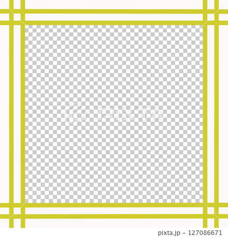 白背景と二重黄色ラインのシンプル囲み枠・中央透過フレーム素材（メッセージ枠・PNG） 127086671