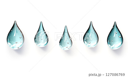 Set of blue water drops over white 127086769