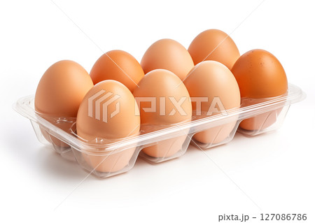 chicken egg isolated on white background. eggs raw in box 127086786