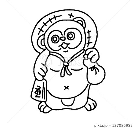 たぬきの置物の手描きイラスト たぬきの置物の手描きイラスト 127086955