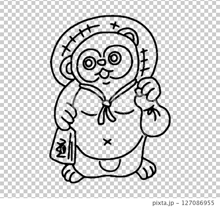 たぬきの置物の手描きイラスト たぬきの置物の手描きイラスト 127086955