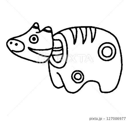 赤べこの手描きイラスト 赤べこの手描きイラスト 127086977