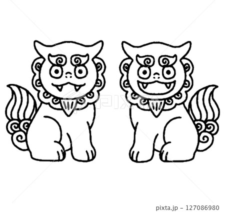 かわいいシーサーの手描きイラスト 127086980