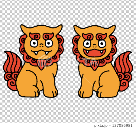 かわいいシーサーの手描きイラスト 127086981